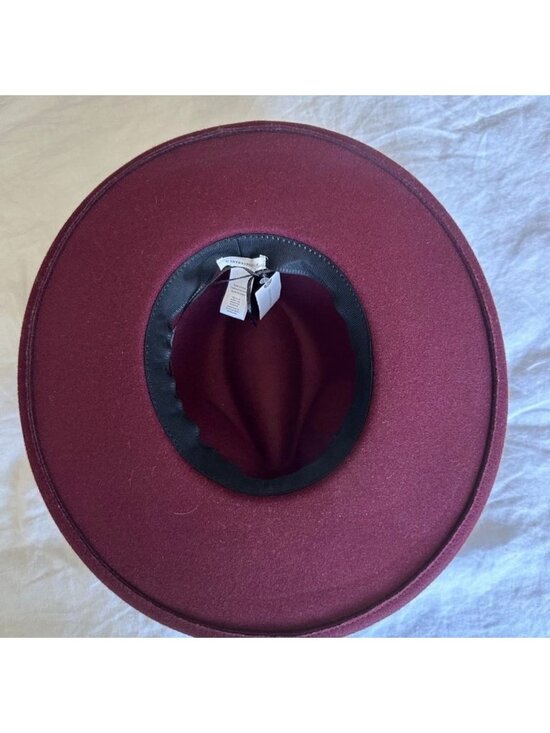 Anthropologie Wool Blend Boho Burgundy Ranch Hat Gilded Charm Adjustable NWT O/S main image 5
